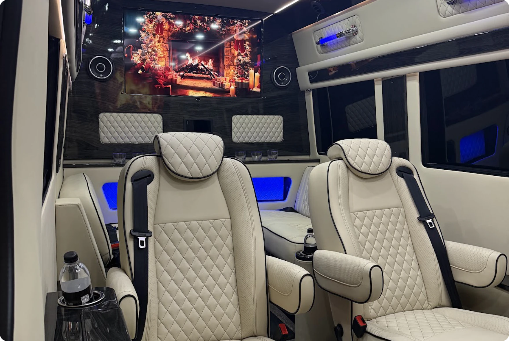 Comfortable van cabin with entertainment system