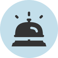 Notification bell silhouette in circle